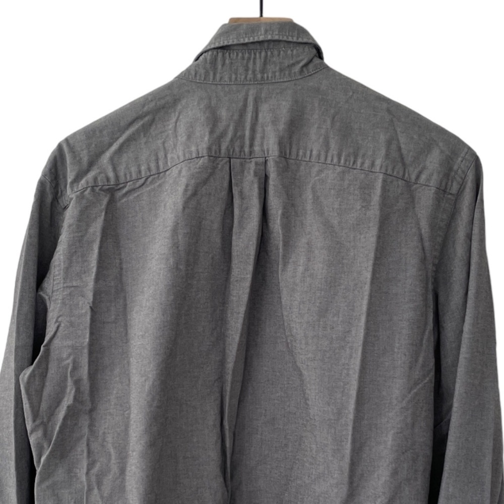 Merona Men's Gray Long Sleeve Button down Shirt Cotton Pocket - Picture 4 of 8